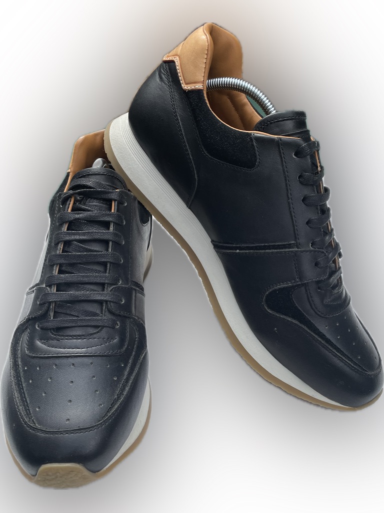 Louis Vuitton Black Leather Athletic Sneakers With Tan Trim